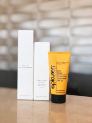 Picture of Arcona's White tea cleanser and four o'clock flower moisturizer, and Epicuren's Zinc Oxide Sunscreen.